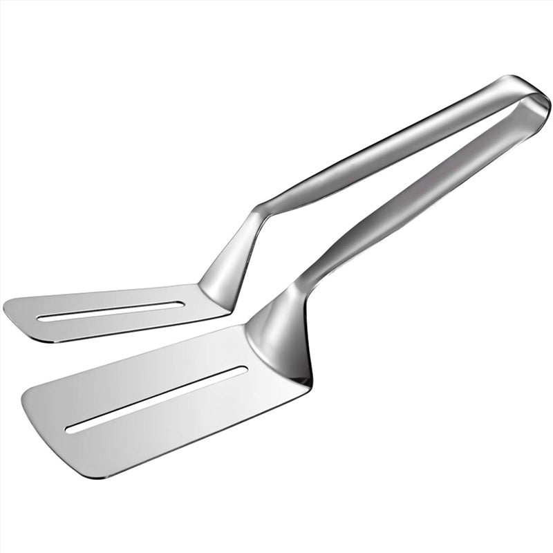 AOOSY 304 Steak Clamps, 3-in-1 Cooking Tong, Double Sided Spatula, 10 Inch Multifunctional Stainless Steel Food Flipping Spatula Tongs Clip for Bread Hamburger BBQ Meats Pizza Pies Bread Fish - Image 1